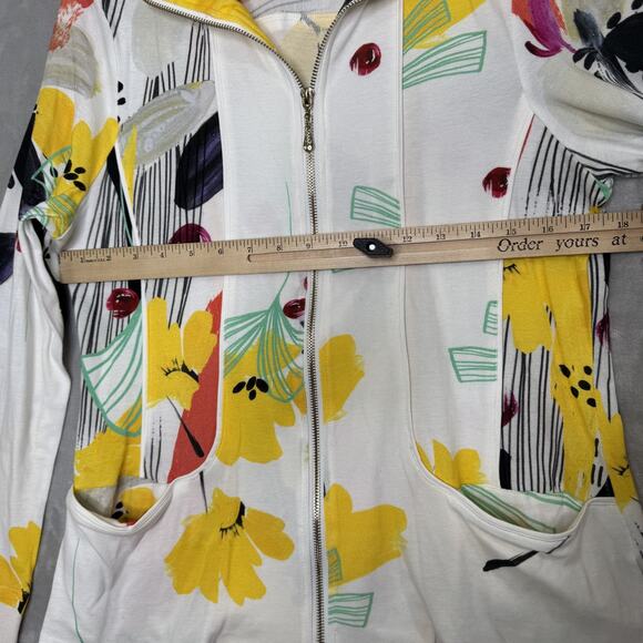 Berek Jacket Womens Medium Multicolor Floral Full Zip Pockets Artsy Print Modern - Picture 7 of 11